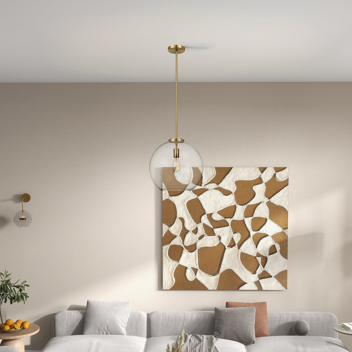 Gleam Pendant Lamp - Satin Brass and Clear Glass by Ashcroft Furniture at Eve Furniture