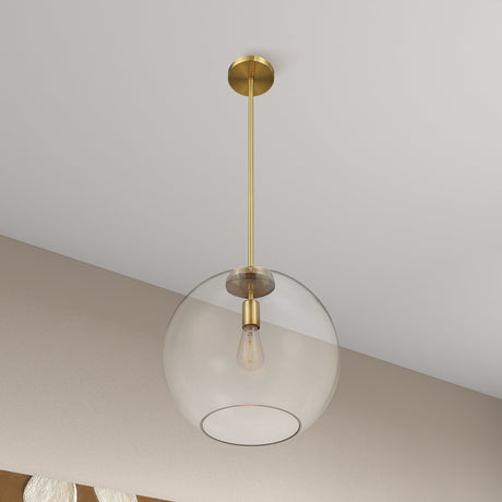 Gleam Pendant Lamp - Satin Brass and Clear Glass by Ashcroft Furniture at Eve Furniture