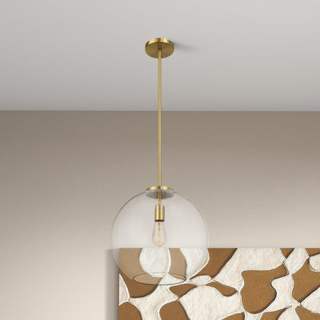 Gleam Pendant Lamp - Satin Brass and Clear Glass by Ashcroft Furniture at Eve Furniture