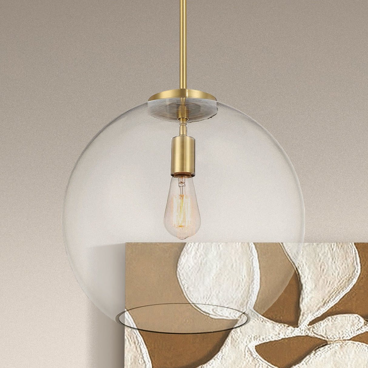 Gleam Pendant Lamp - Satin Brass and Clear Glass by Ashcroft Furniture at Eve Furniture