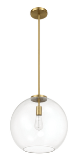 Gleam Single Light Pendant Lamp With Clear Globe Glass - Satin Brass