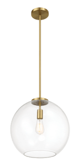 Gleam Single Light Pendant Lamp With Clear Globe Glass - Satin Brass