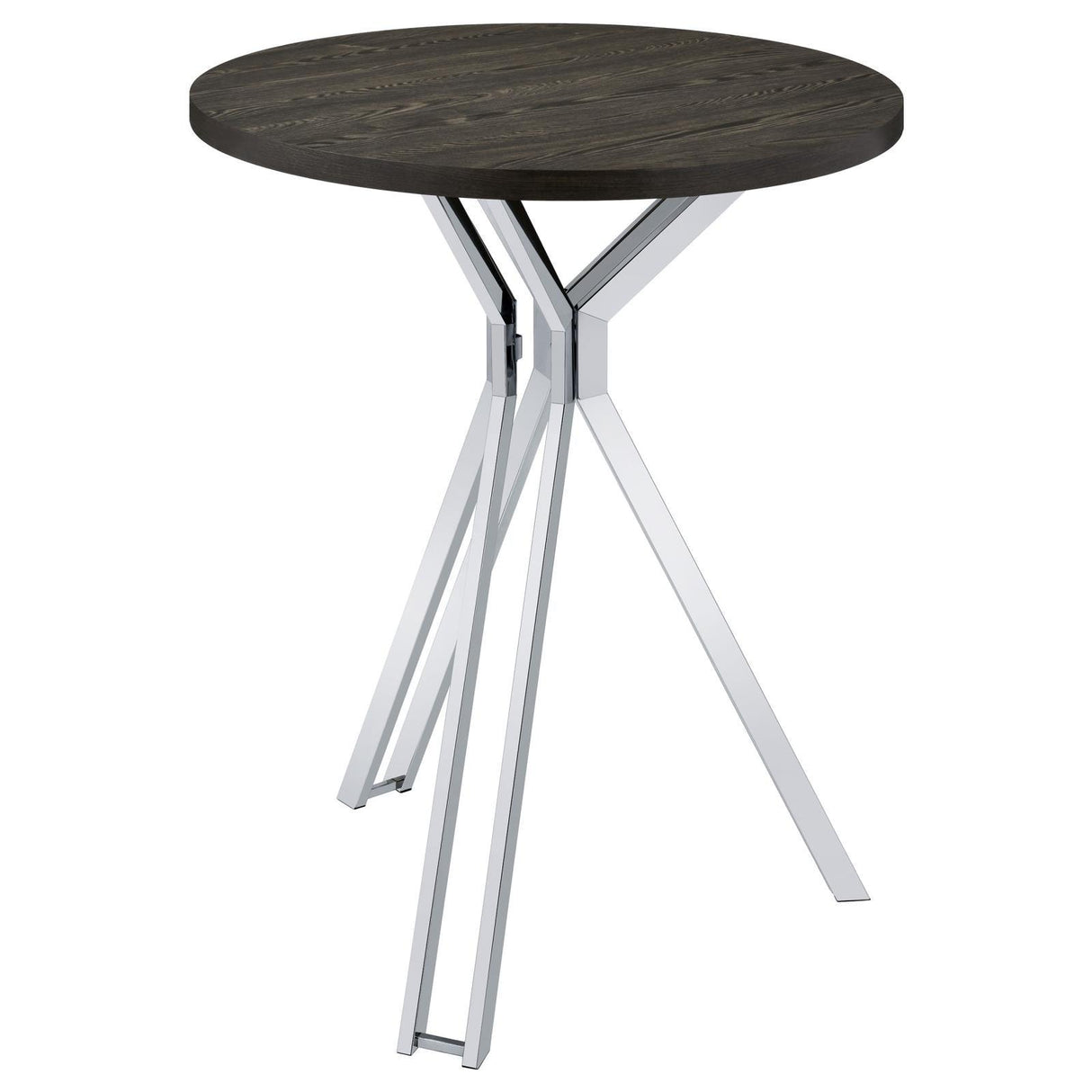 Glenbrook Satin Nickel Round Glass Top Bar Table by Coaster at Eve Furniture