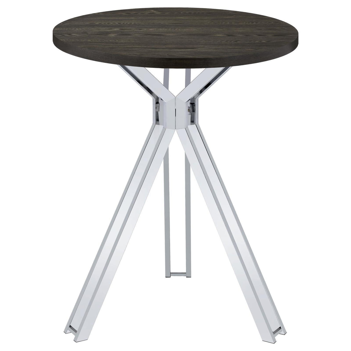 Glenbrook Satin Nickel Round Glass Top Bar Table by Coaster at Eve Furniture