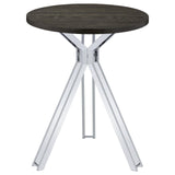 Glenbrook Satin Nickel Round Glass Top Bar Table by Coaster at Eve Furniture