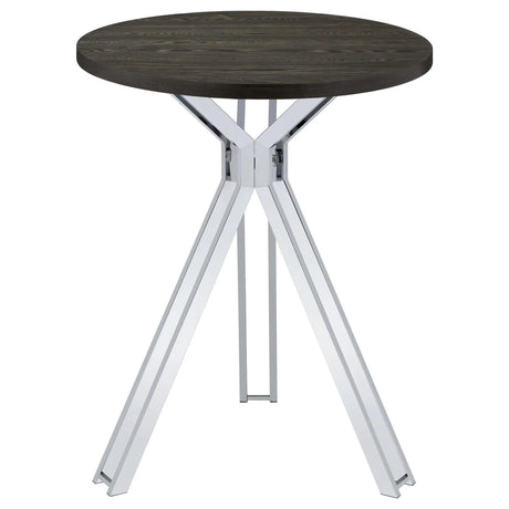 Glenbrook Satin Nickel Round Glass Top Bar Table by Coaster at Eve Furniture