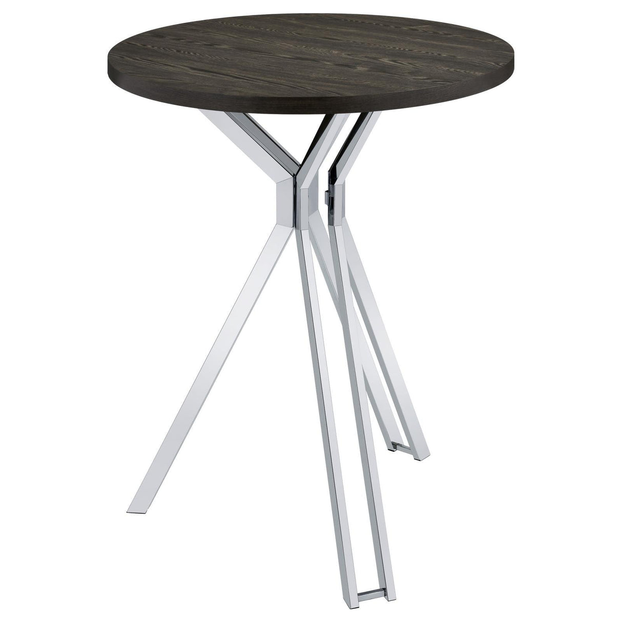 Glenbrook Satin Nickel Round Glass Top Bar Table by Coaster at Eve Furniture