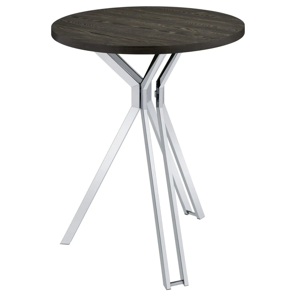Glenbrook Satin Nickel Round Glass Top Bar Table by Coaster at Eve Furniture