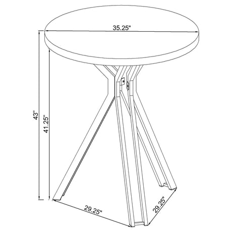 Glenbrook Satin Nickel Round Glass Top Bar Table by Coaster at Eve Furniture