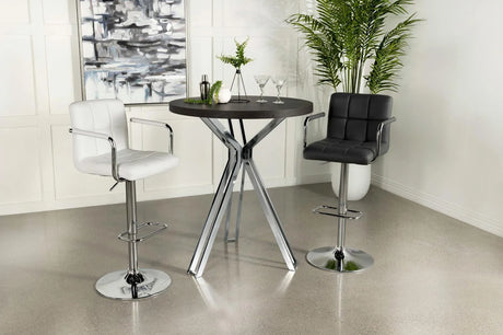 Glenbrook Satin Nickel Round Glass Top Bar Table by Coaster at Eve Furniture