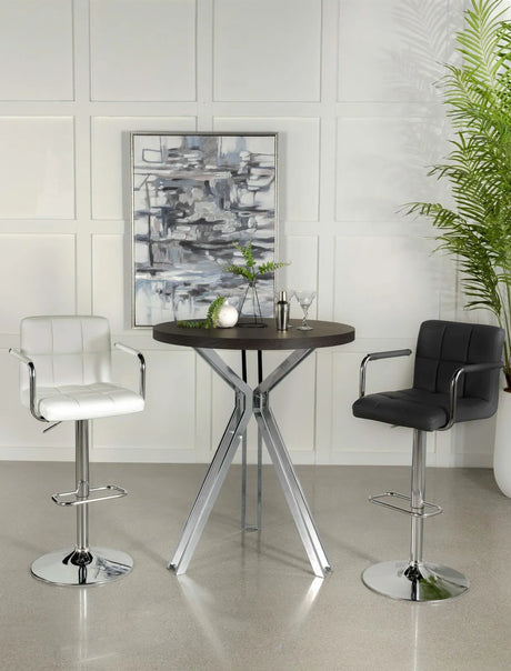Glenbrook Satin Nickel Round Glass Top Bar Table by Coaster at Eve Furniture