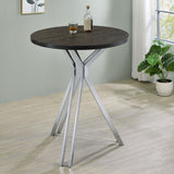 Glenbrook Satin Nickel Round Glass Top Bar Table by Coaster at Eve Furniture
