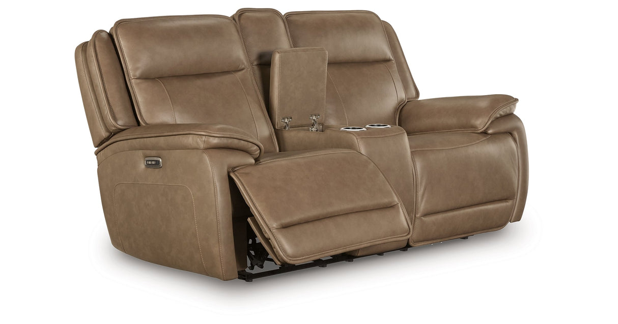 Glencroft Sahara Power Reclining Loveseat with Console by Ashley at Eve Furniture