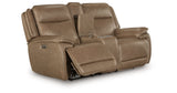 Glencroft Sahara Power Reclining Loveseat with Console by Ashley at Eve Furniture