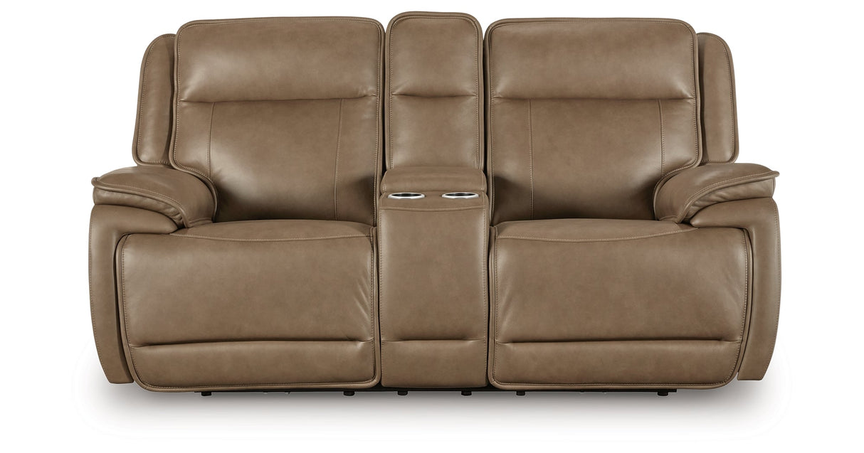 Glencroft Sahara Power Reclining Loveseat with Console by Ashley at Eve Furniture