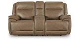 Glencroft Sahara Power Reclining Loveseat with Console by Ashley at Eve Furniture