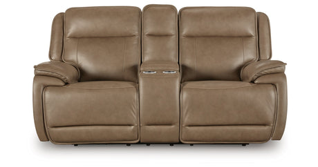 Glencroft Sahara Power Reclining Loveseat with Console by Ashley at Eve Furniture