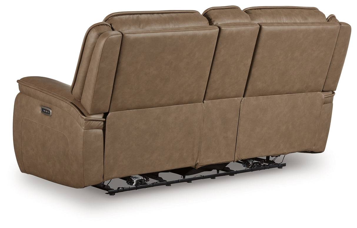 Glencroft Sahara Power Reclining Loveseat with Console by Ashley at Eve Furniture