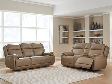 Glencroft Sahara Power Reclining Sofa and Loveseat by Ashley at Eve Furniture