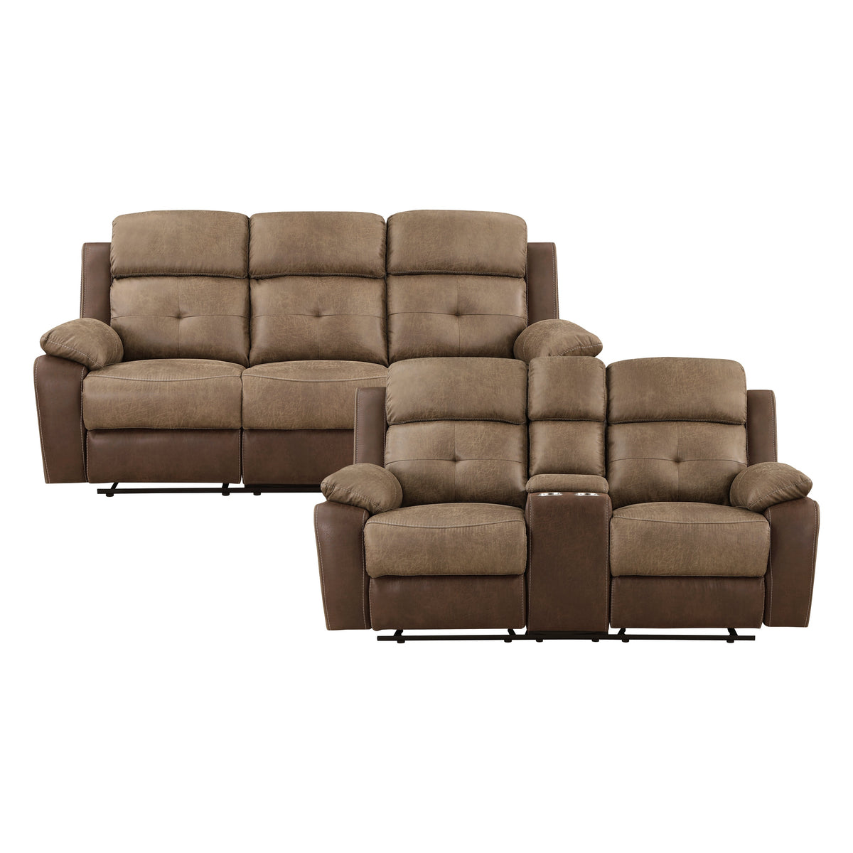 Glendale Brown 2-Piece Double Reclining Set by Homelegance at Eve Furniture
