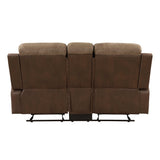 Glendale Brown Microfiber Double Glider Reclining Loveseat with Center Console by Homelegance at Eve Furniture