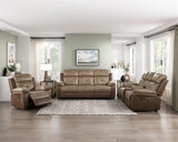 Glendale Brown Microfiber Double Glider Reclining Loveseat with Center Console by Homelegance at Eve Furniture