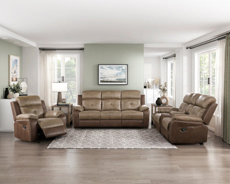 Glendale Brown Microfiber Double Reclining Living Room Set by Homelegance at Eve Furniture