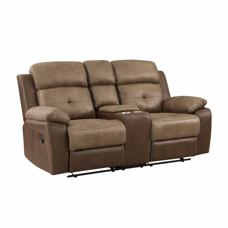 Glendale Brown Microfiber Double Reclining Living Room Set by Homelegance at Eve Furniture