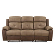 Glendale Brown Microfiber Double Reclining Sofa by Homelegance at Eve Furniture