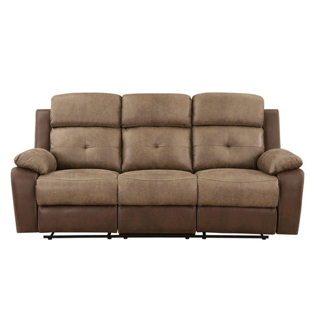 Glendale Brown Microfiber Double Reclining Sofa by Homelegance at Eve Furniture