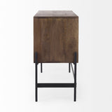Glenn 38L x 16W x 30H Dark Brown Wood w/ Black Iron Frame, 2 Door Accent Cabinet by Mercana at Eve Furniture
