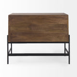 Glenn 38L x 16W x 30H Dark Brown Wood w/ Black Iron Frame, 2 Door Accent Cabinet by Mercana at Eve Furniture