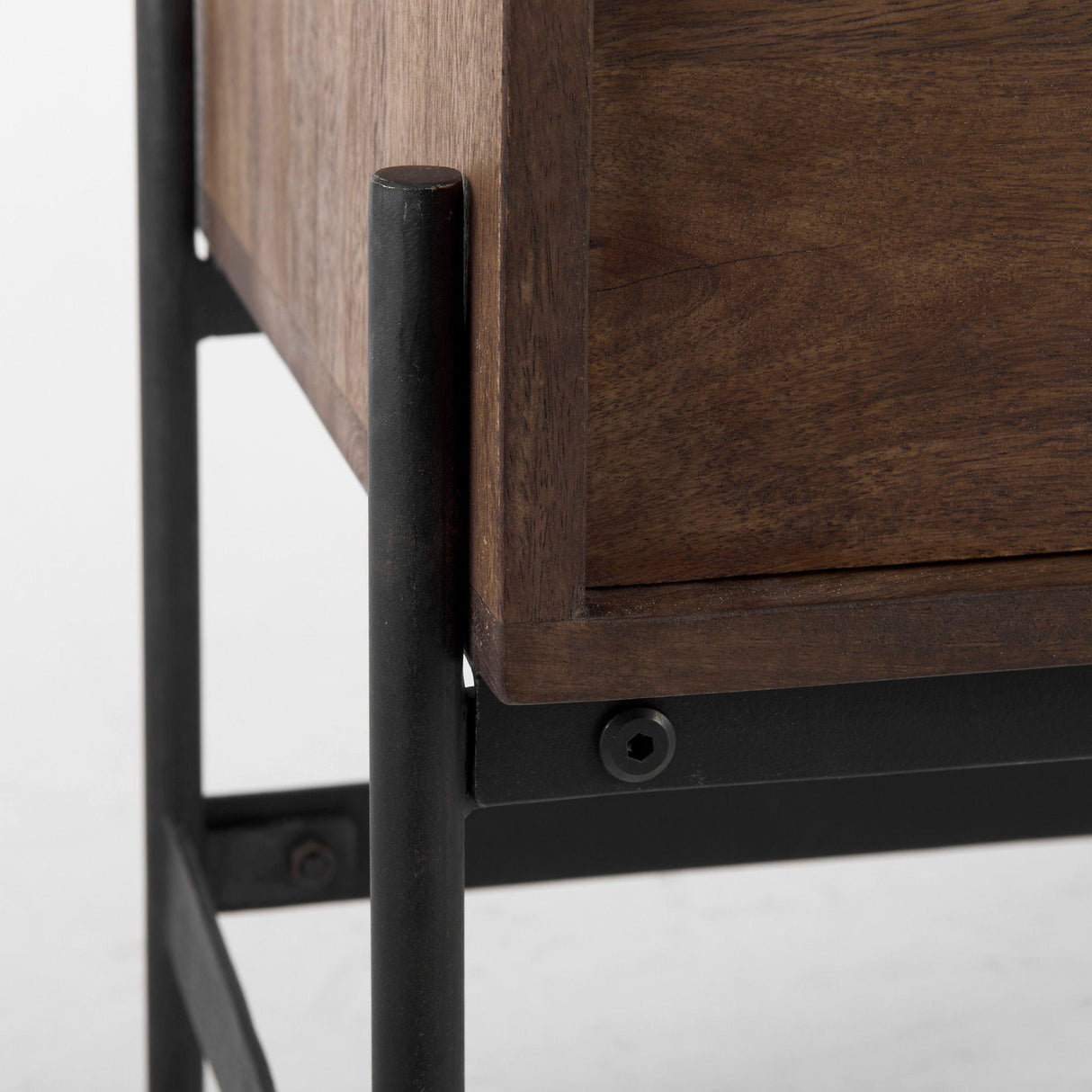 Glenn 38L x 16W x 30H Dark Brown Wood w/ Black Iron Frame, 2 Door Accent Cabinet by Mercana at Eve Furniture