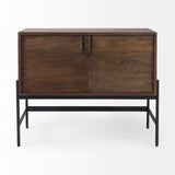 Glenn Dark Brown Wood w/ Black Iron Frame, 2 Door Accent Cabinet by Mercana at Eve Furniture