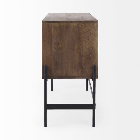 Glenn Dark Brown Wood w/ Black Iron Frame, 2 Door Accent Cabinet by Mercana at Eve Furniture