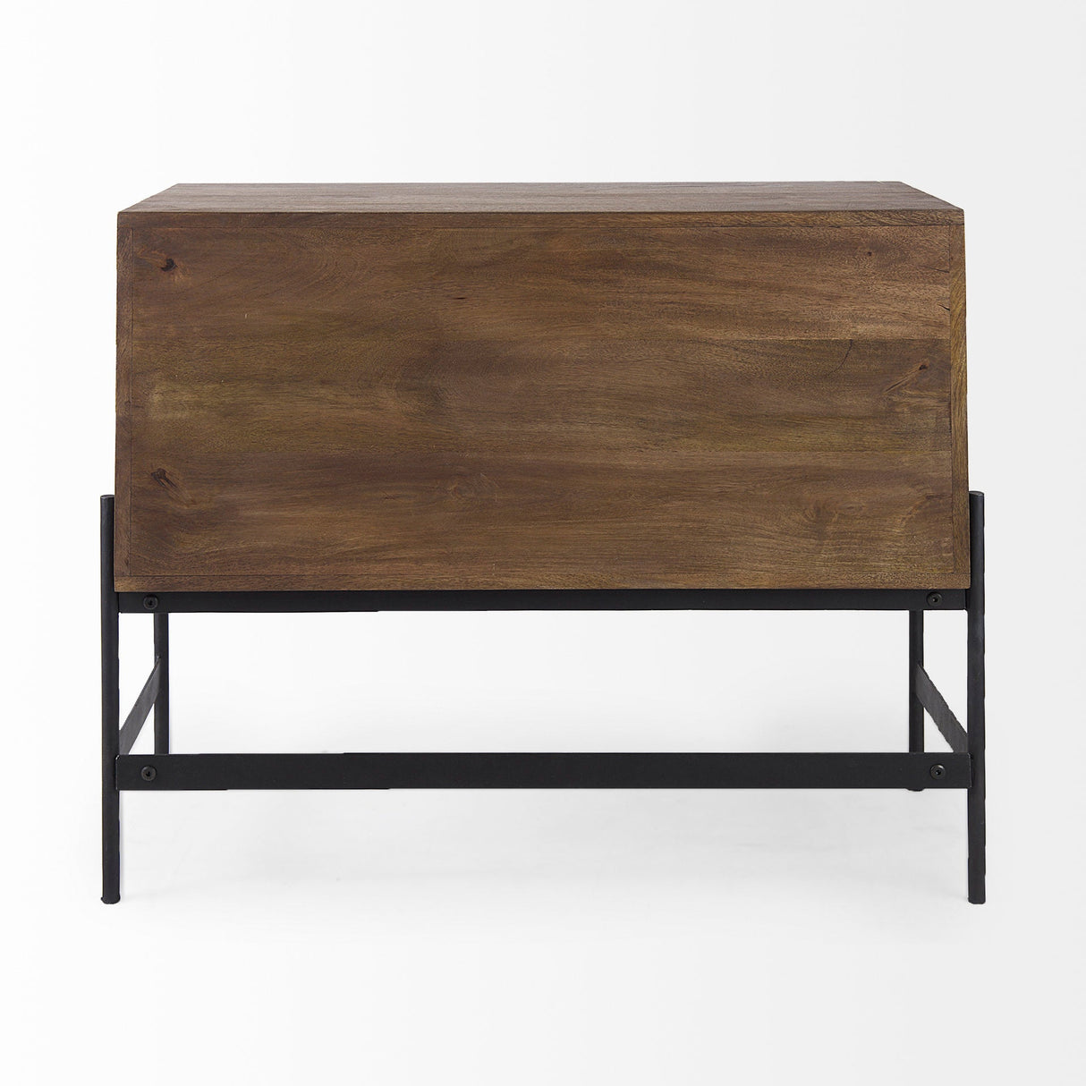 Glenn Dark Brown Wood w/ Black Iron Frame, 2 Door Accent Cabinet by Mercana at Eve Furniture