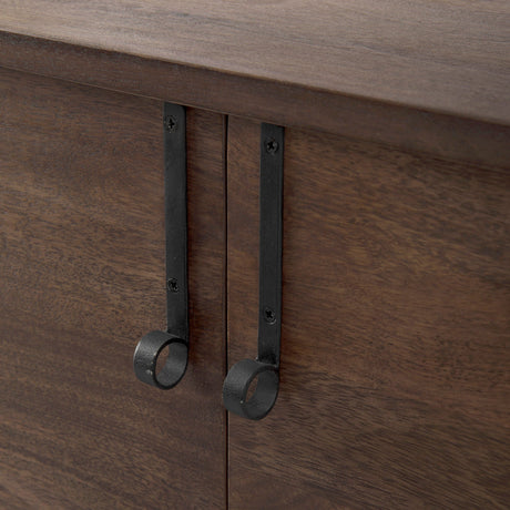 Glenn Dark Brown Wood w/ Black Iron Frame, 2 Door Accent Cabinet by Mercana at Eve Furniture