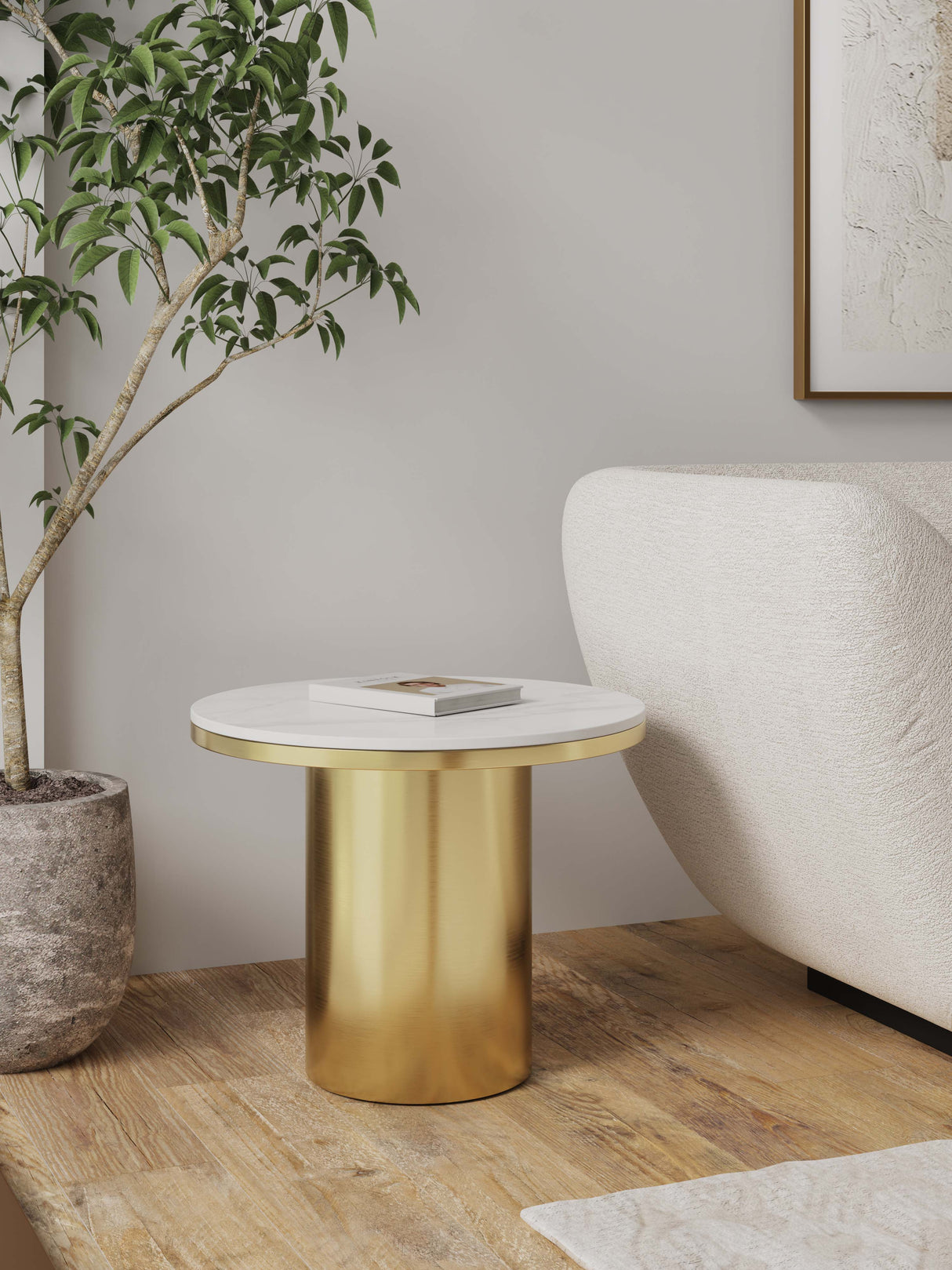 Glenn End Table in Gold by Manhattan Comfort at Eve Furniture