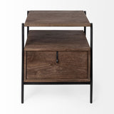 Glenn I 20L x 21W x 24H Dark Brown Wood w/ Black Iron Frame Square End/Side Table by Mercana at Eve Furniture