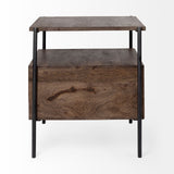 Glenn I 20L x 21W x 24H Dark Brown Wood w/ Black Iron Frame Square End/Side Table by Mercana at Eve Furniture