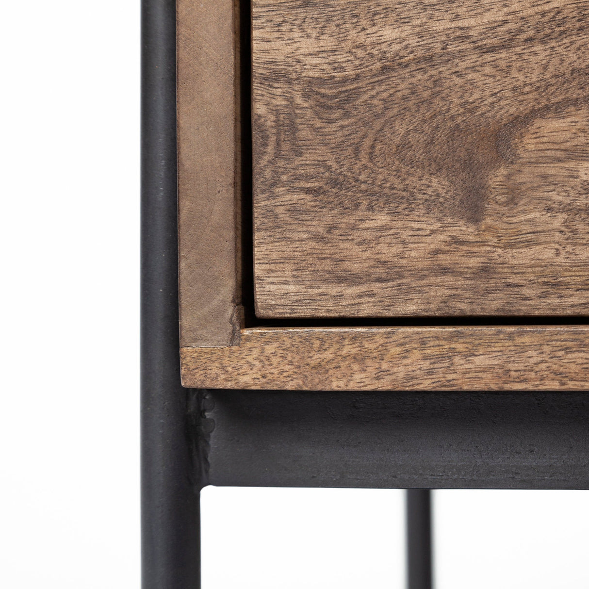 Glenn I 20L x 21W x 24H Dark Brown Wood w/ Black Iron Frame Square End/Side Table by Mercana at Eve Furniture