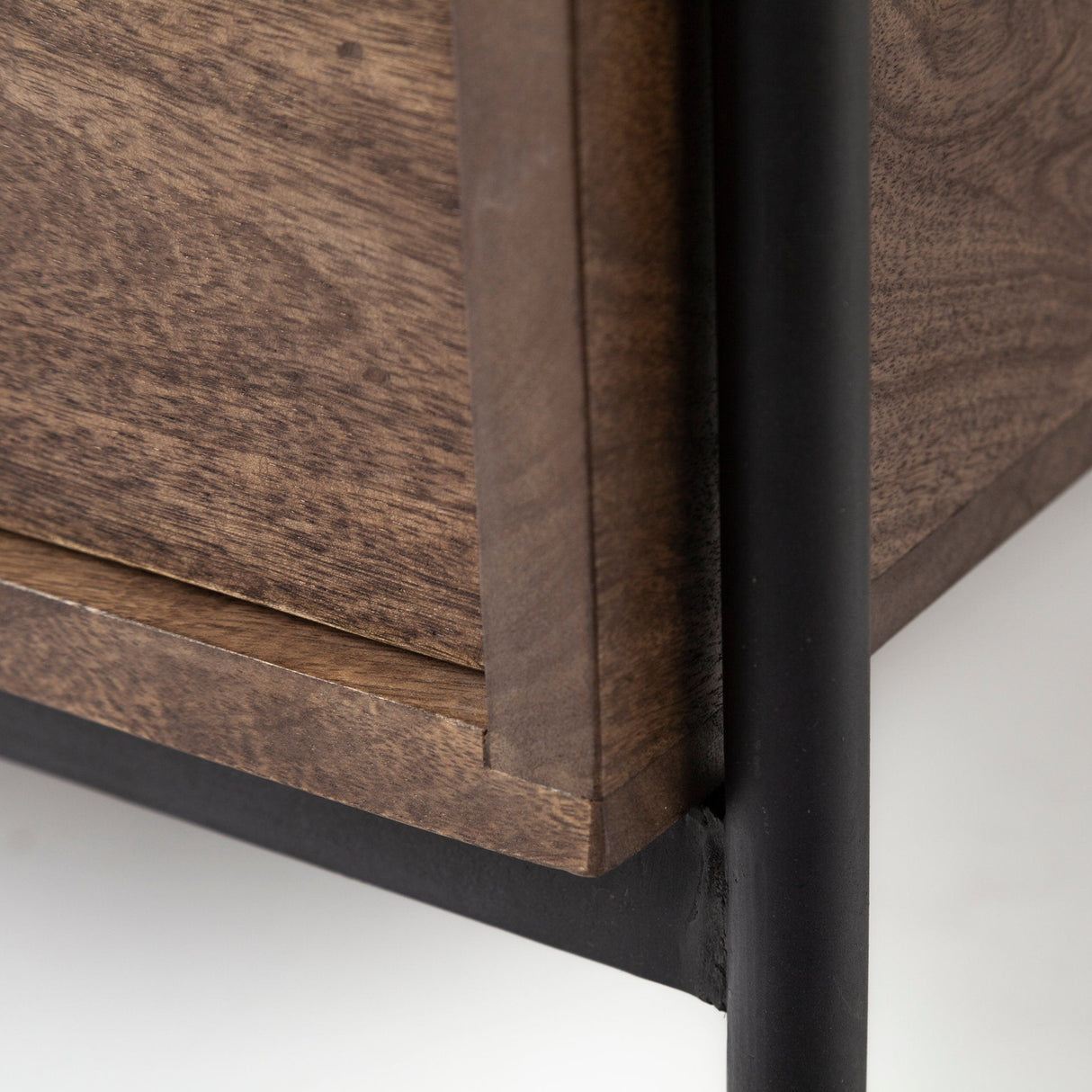 Glenn I 20L x 21W x 24H Dark Brown Wood w/ Black Iron Frame Square End/Side Table by Mercana at Eve Furniture