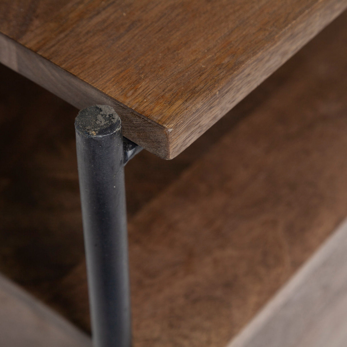 Glenn I Dark Brown Wood w/ Black Iron Frame Square End/Side Table by Mercana at Eve Furniture