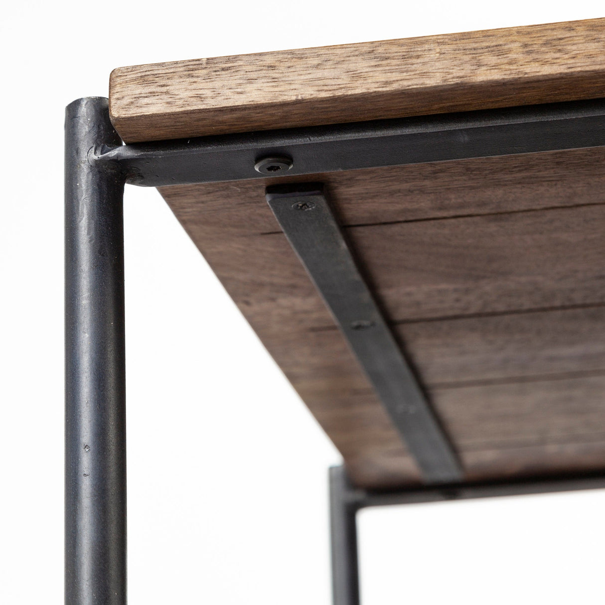Glenn I Dark Brown Wood w/ Black Iron Frame Square End/Side Table by Mercana at Eve Furniture