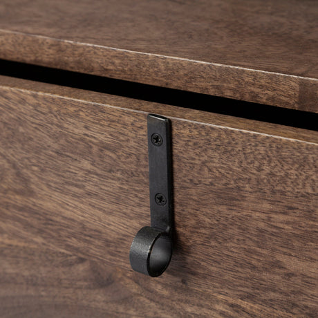 Glenn I Dark Brown Wood w/ Black Iron Frame Square End/Side Table by Mercana at Eve Furniture
