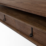 Glenn II Dark Brown Wood w/ Black Iron Frame, Rectangle 3 Drawers Coffee Table by Mercana at Eve Furniture