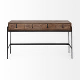 Glenn III Dark Brown Wood w/ Black Iron Frame, 4 Drawer Console Table by Mercana at Eve Furniture