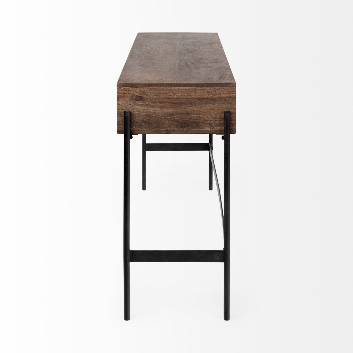 Glenn III Dark Brown Wood w/ Black Iron Frame, 4 Drawer Console Table by Mercana at Eve Furniture