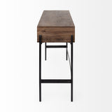 Glenn III Dark Brown Wood w/ Black Iron Frame, 4 Drawer Console Table by Mercana at Eve Furniture