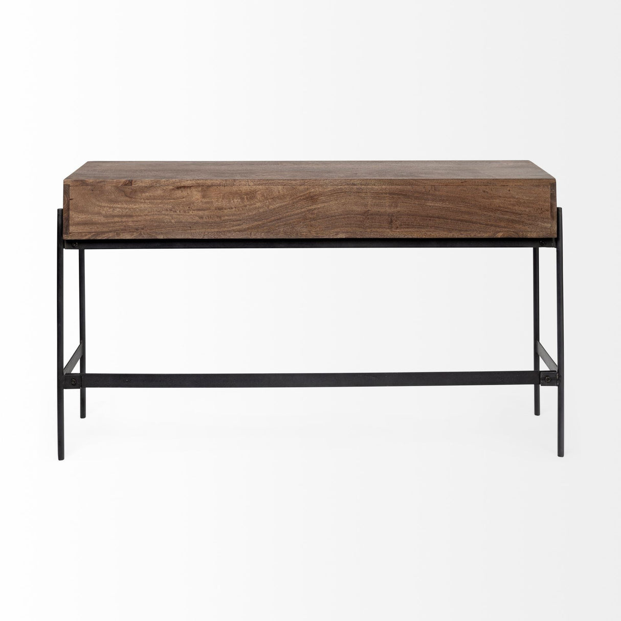 Glenn III Dark Brown Wood w/ Black Iron Frame, 4 Drawer Console Table by Mercana at Eve Furniture